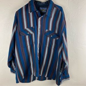 Vintage Backpacker Outdoors Blue Striped Button-up Shirt Men’s size XL 17-17.5